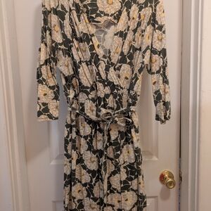 Comfy Floral Faux Wrap Dress with Belt